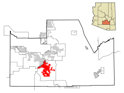 Pinal County Arizona Incorporated and Unincorporated areas Eloy highlighted.svg