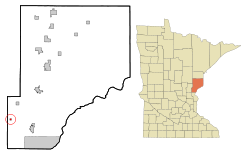 Pine County Minnesota Incorporated and Unincorporated areas Henriette Highlighted.svg