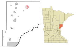 Pine County Minnesota Incorporated and Unincorporated areas Kerrick Highlighted.svg