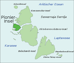 Lage der Insel(in der Inselgruppe Sewernaja Semlja)