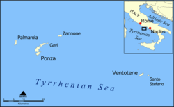 Lage der Insel Zannone
