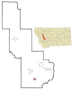 Powell County Montana Incorporated and Unincorporated areas Deer Lodge Highlighted.svg