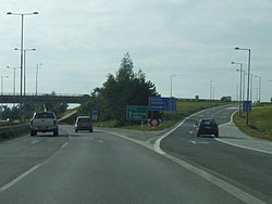 Die R1 bei Anschlussstelle Nitra-sever, Richtung Trnava (alte Trasse)