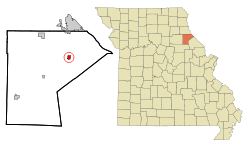 Ralls County Missouri Incorporated and Unincorporated areas New London Highlighted.svg