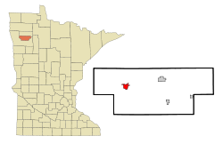 Red Lake County Minnesota Incorporated and Unincorporated areas Red Lake Falls Highlighted.svg