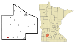 Redwood County Minnesota Incorporated and Unincorporated areas Walnut Grove Highlighted.svg