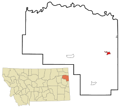 Richland County Montana Incorporated and Unincorporated areas Sidney Highlighted.svg