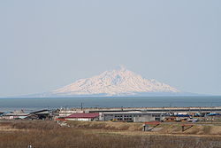 Rishiri von Embetsu auf dem Festland aus gesehen
