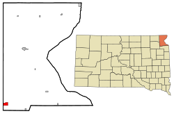 Roberts County South Dakota Incorporated and Unincorporated areas Ortley Highlighted.svg