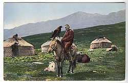 Kasache zu Pferde, zwischen 1911 und 1914 aufgenommen