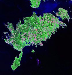 Satelliten-Aufnahme von Saaremaa (Sõrve im Süden der Insel)