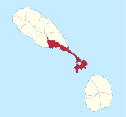 Die Lage von Saint George (St. Kitts) auf der Insel St. Kitts