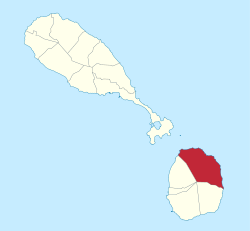 Die Lage von Saint James auf der Insel Nevis