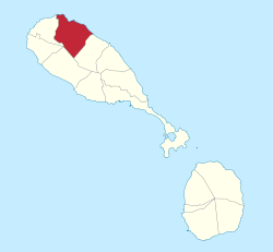 Die Lage von Saint John (St. Kitts) auf der Insel St. Kitts