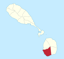 Die Lage von Saint John (Nevis) auf der Insel Nevis
