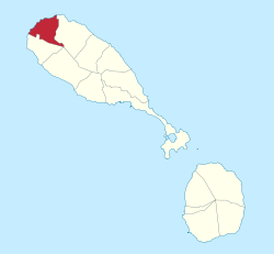 Die Lage von Saint Paul (St. Kitts) auf der Insel St. Kitts