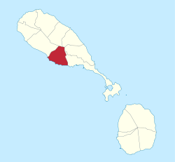Die Lage von Trinity auf der Insel St. Kitts