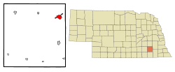 Saline County Nebraska Incorporated and Unincorporated areas Crete Highlighted.svg