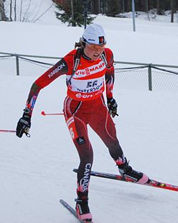 Sandra Keith während der Biathlon-WM 2008 in Östersund.