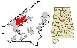 Shelby County Alabama Incorporated and Unincorporated areas Pelham Highlighted.svg