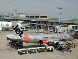 Singapore Changi Airport, Terminal 1, Jetstar Asia Airways, Dec 05.JPG