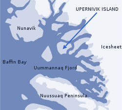 Lage von Upernivik im Uummannaq Fjord