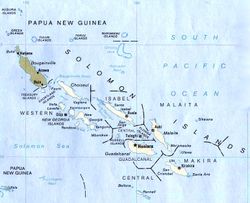 Die Karte der Salomon-Inseln zeigt das Roncador Reef südlich von Ontong Java