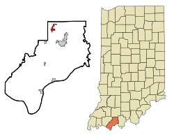 Spencer County Indiana Incorporated and Unincorporated areas Dale Highlighted.svg