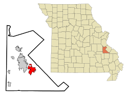 St. Francois County Missouri Incorporated and Unincorporated areas Farmington Highlighted.svg