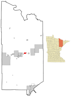 St. Louis County Minnesota Incorporated and Unincorporated areas Biwabik Highlighted.svg