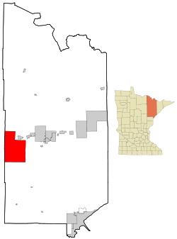 St. Louis County Minnesota Incorporated and Unincorporated areas Hibbing Highlighted.svg