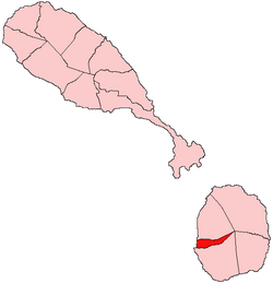 Die Lage von Saint Paul (Nevis) auf der Insel Nevis