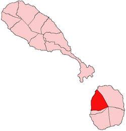 Die Lage von Saint Thomas (Nevis) auf der Insel Nevis