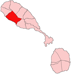 Die Lage von Saint Thomas (St. Kitts) auf der Insel St. Kitts