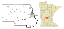 Stearns County Minnesota Incorporated and Unincorporated areas Paynesville Highlighted.svg