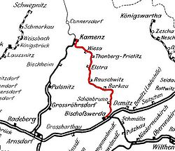 Strecke der Bahnstrecke Kamenz–Bischofswerda