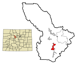 Summit County Colorado Incorporated and Unincorporated areas Breckenridge Highlighted.svg