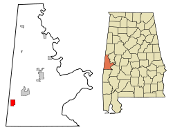 Sumter County Alabama Incorporated and Unincorporated areas Cuba Highlighted.svg