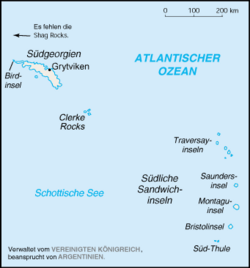 Karte von Südgeorgien und den Südlichen Sandwichinseln