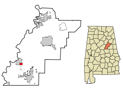 Talladega County Alabama Incorporated and Unincorporated areas Bon Air Highlighted.svg