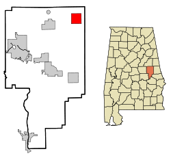 Tallapoosa County Alabama Incorporated and Unincorporated areas Daviston Highlighted.svg