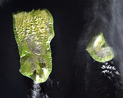 Satellitenbild der Diomedes-Inseln