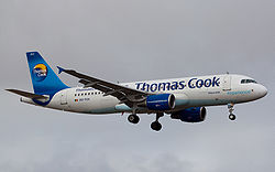 Ein Airbus A320-200 der Thomas Cook Belgium Airlines