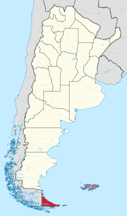 Lage der Provinz Tierra del Fuego, Antártida e Islas del Atlántico Sur