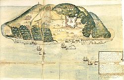 Darstellung der Île de la Tortue aus dem 17. Jahrhundert