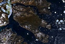 Satellitenbild der Insel Traill