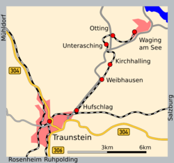 Strecke der Bahnstrecke Traunstein–Waging