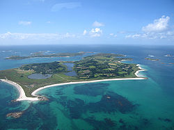 Ansicht von Tresco (im Hintergrund die Insel Bryher)