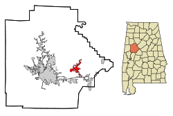 Tuscaloosa County Alabama Incorporated and Unincorporated areas Brookwood Highlighted.svg