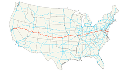 Karte des U.S. Highways 50